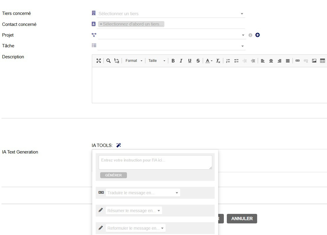 Fonctionnalités d'IA (Intelligence Artificielle)